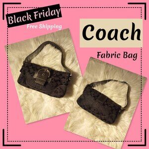 Coach Canvas & Python Skin Shoulder Bag